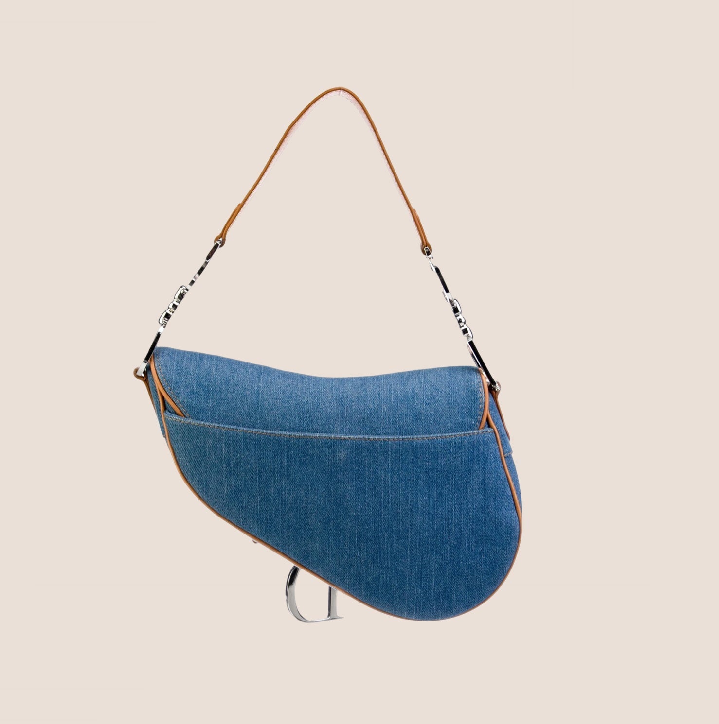 CHRISTIAN D1OR 2005 DENIM EMBROIDERED SADDLE BAG