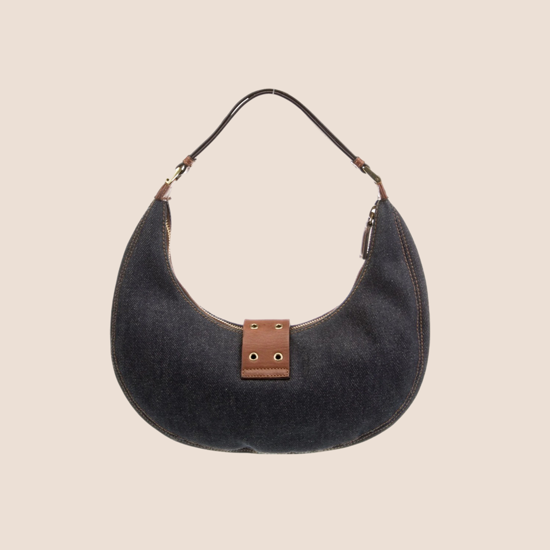 CHRISTIAN D1OR 2003 DENIM STREET CHIC HALF MOON BAG