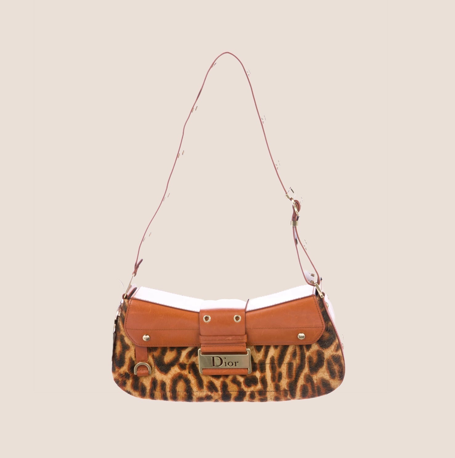 CHRISTIAN D1OR 2005 LEOPARD BROWN STREET CHIC COLUMBUS BAG