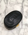 Christian D1OR CD Logo Leather Vanity Pouch Black Vintage x5rawm