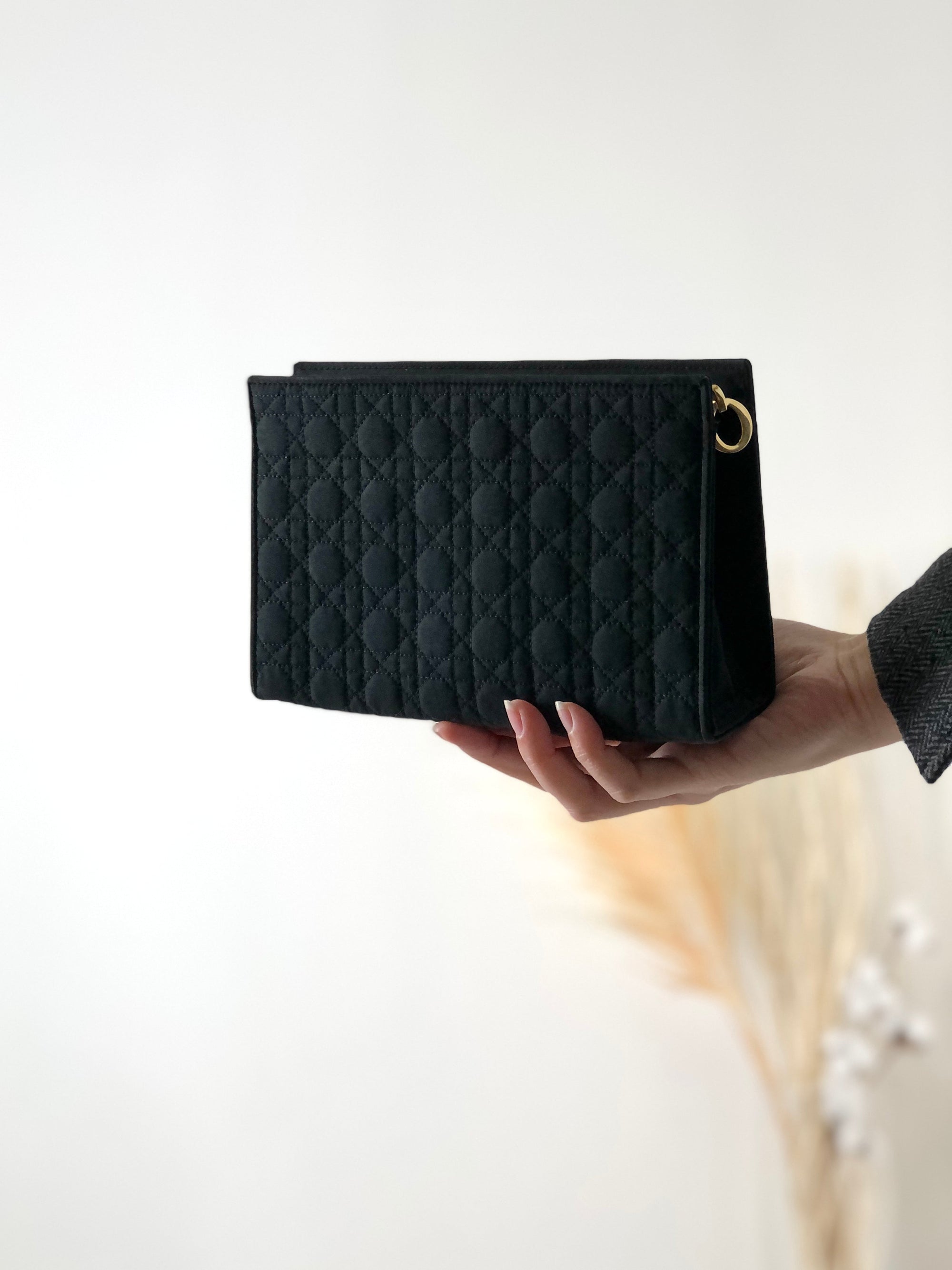 Christian D1OR Cannage Nylon Pouch Black Vintage mfwz62