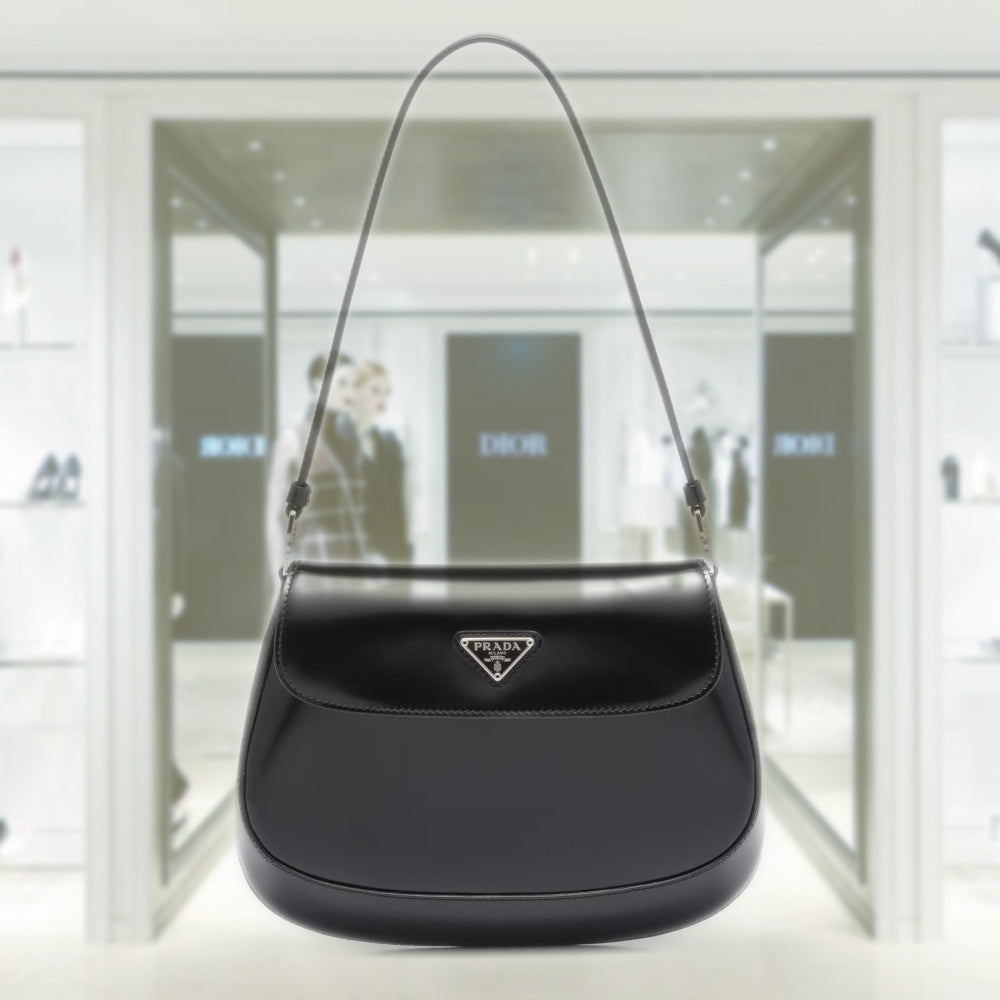 PRD Cleo brushed leather shoulder bag with flap