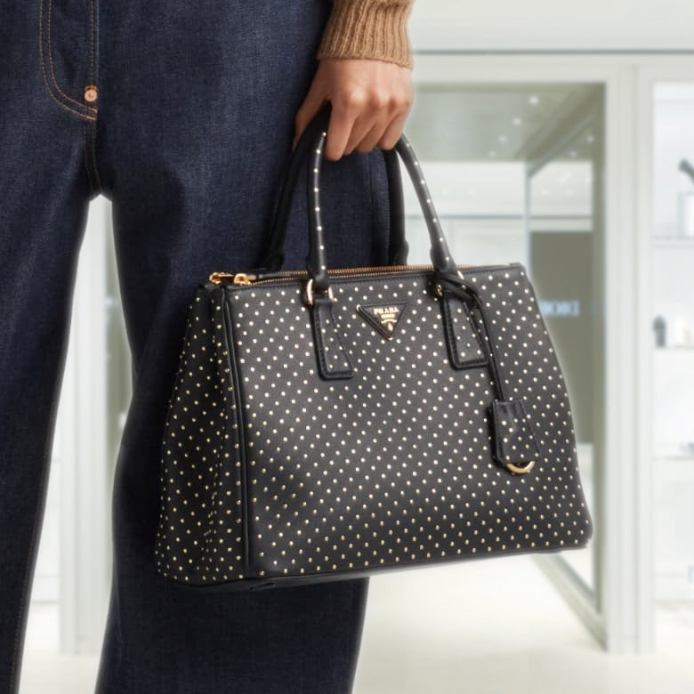 Large PRD Galleria studded leather bag