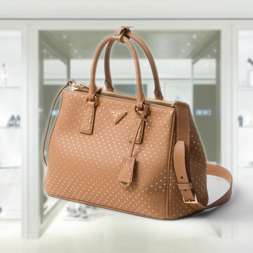 Large PRD Galleria studded leather bag