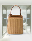 Mini wicker and leather PRD Panier bag