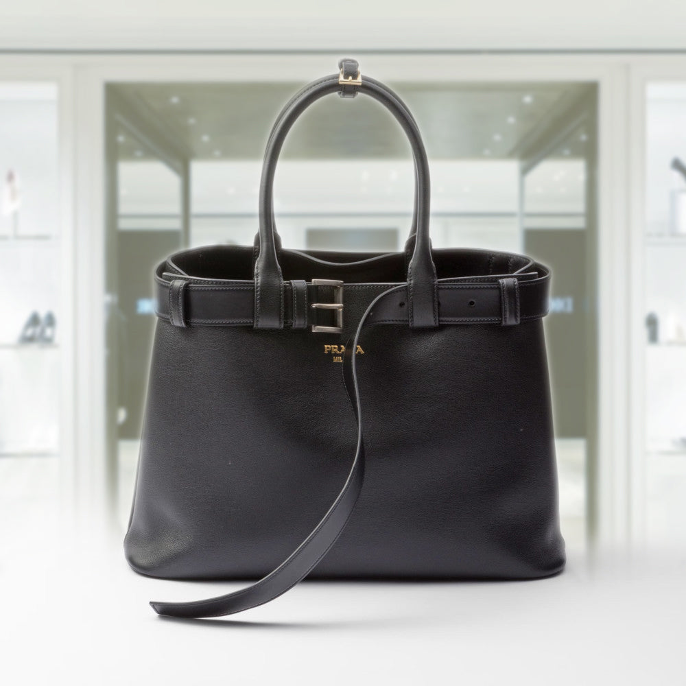 PRD Buckle large leather handbag with belt