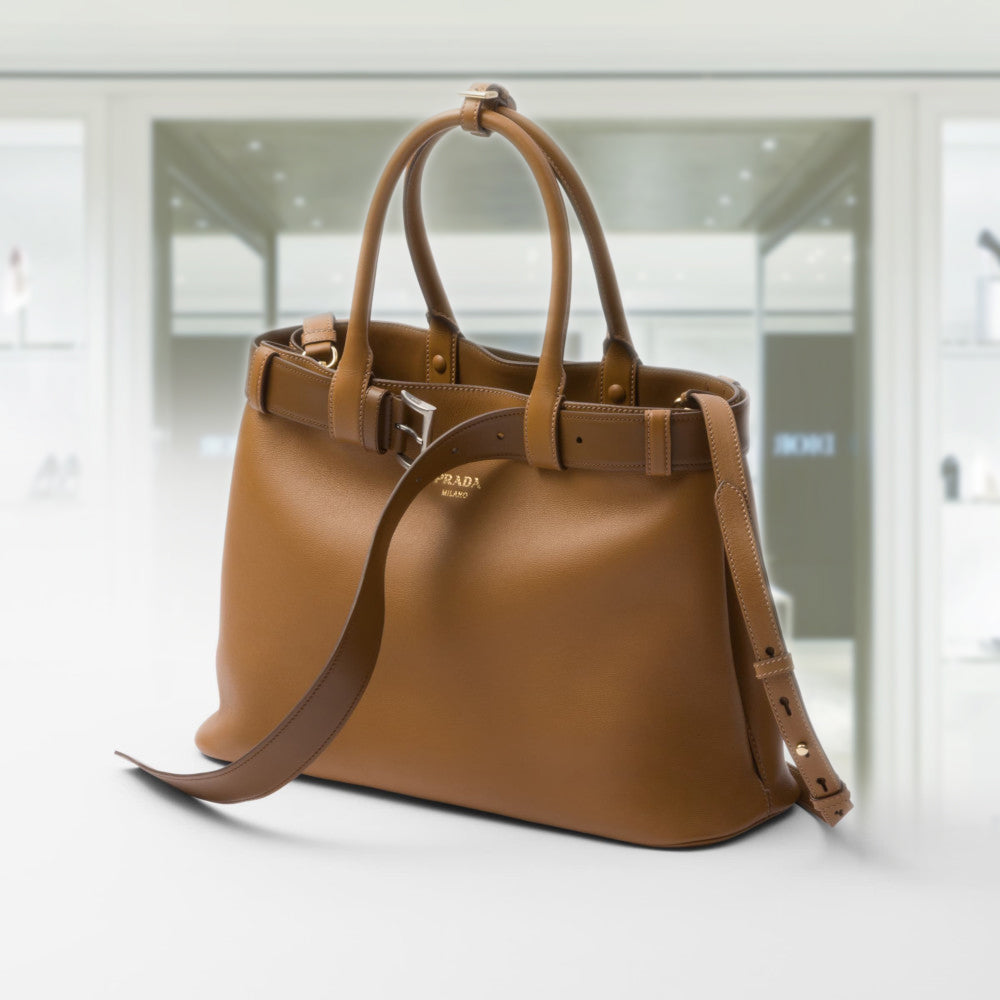 PRD Buckle large leather handbag with belt