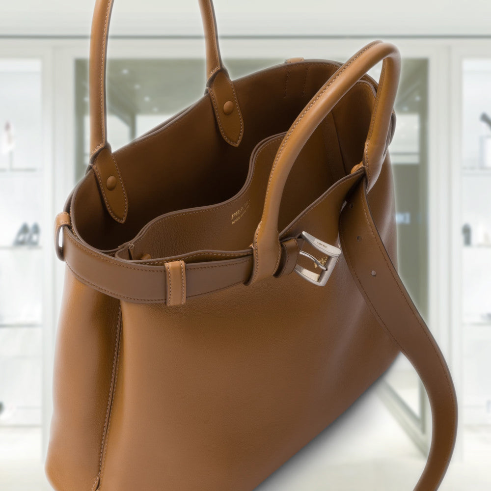 PRD Buckle large leather handbag with belt