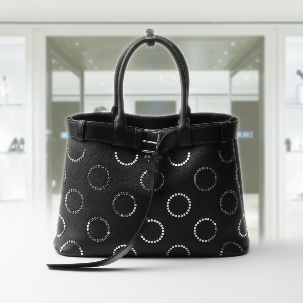 PRD Buckle large leather bag with appliqués