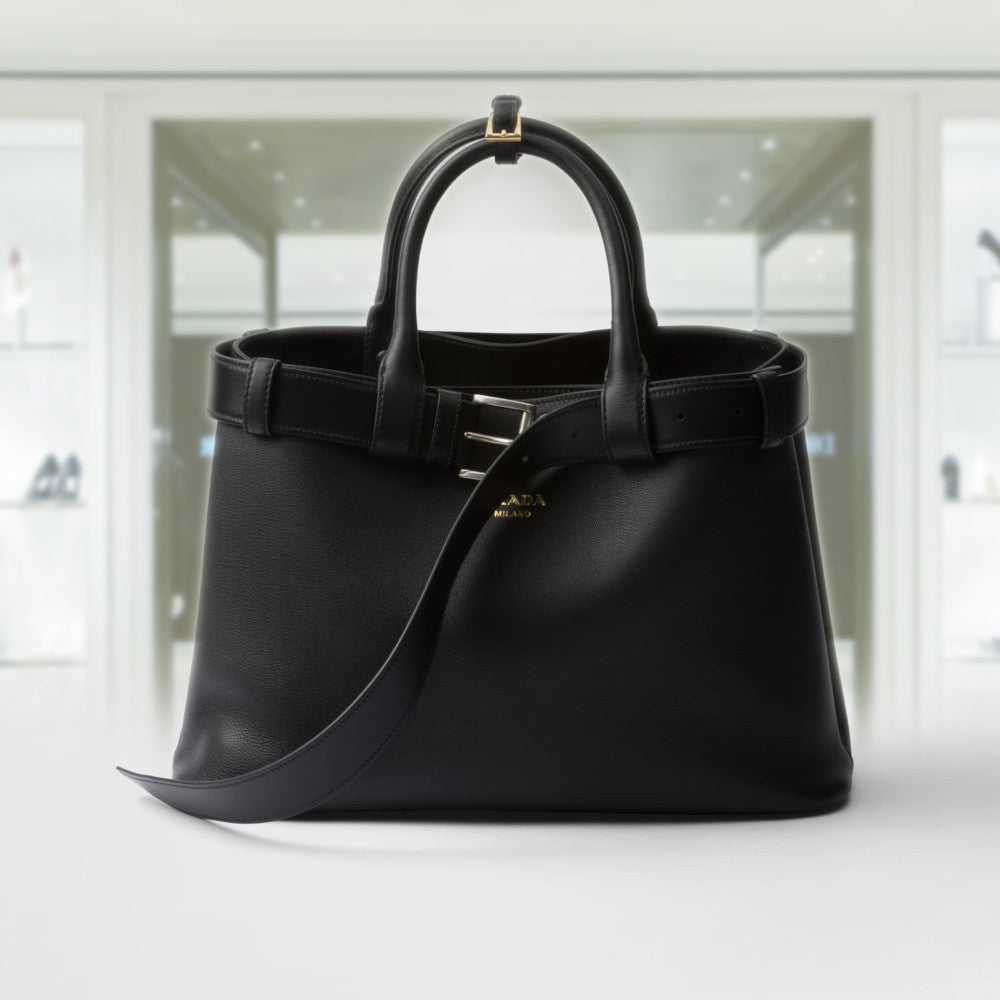 PRD Buckle medium leather handbag with belt