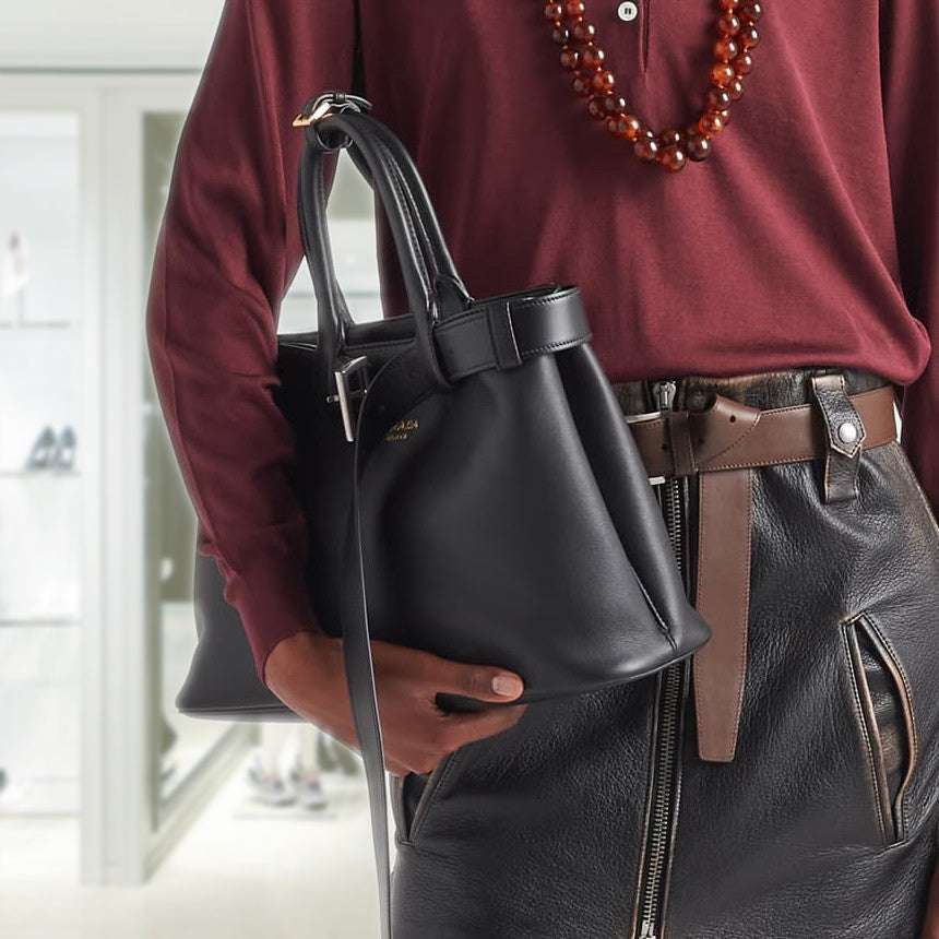 PRD Buckle medium leather handbag with belt