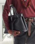 PRD Buckle medium leather handbag with belt