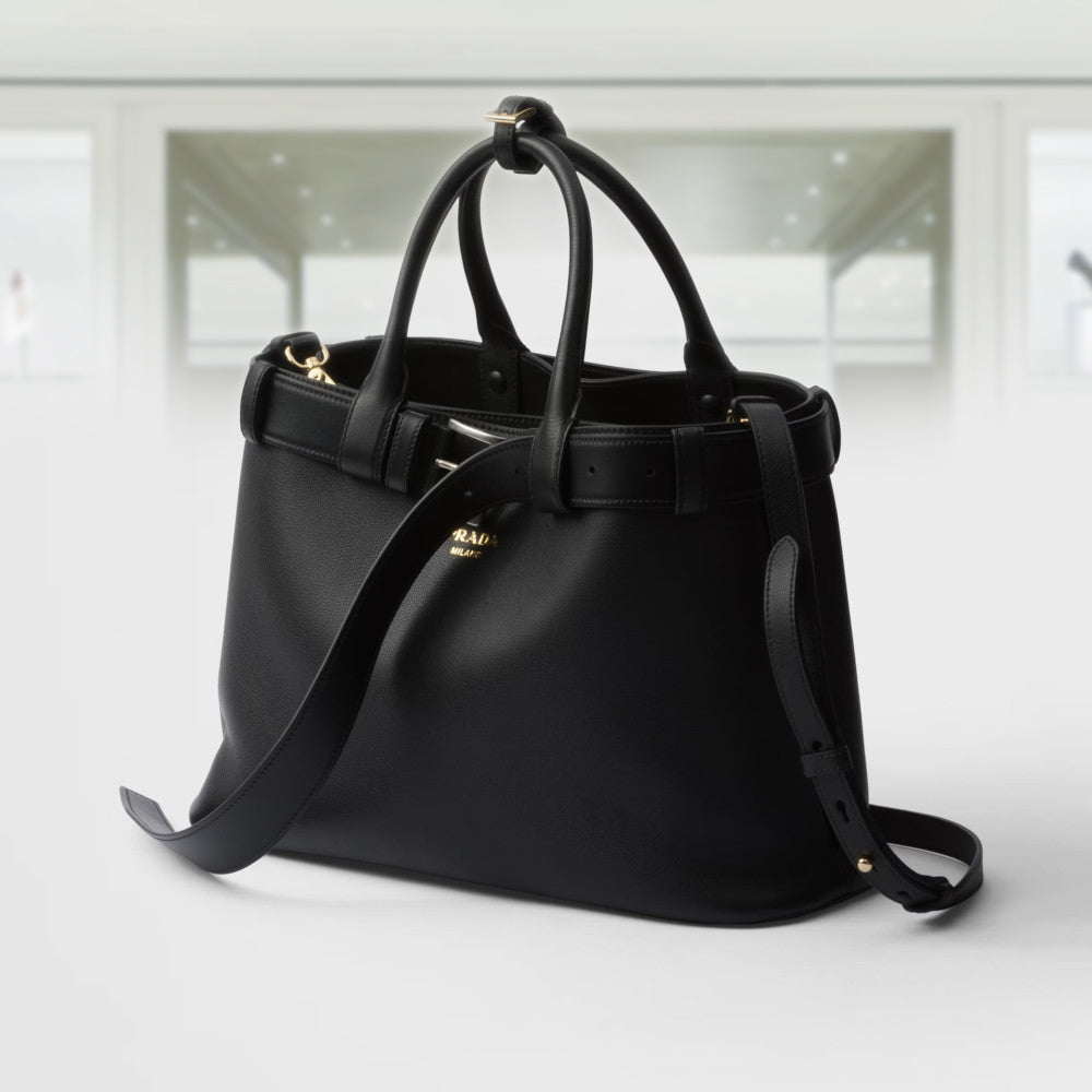 PRD Buckle medium leather handbag with belt