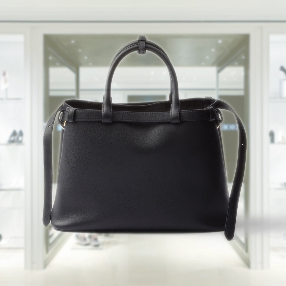 PRD Buckle medium leather handbag with double belt