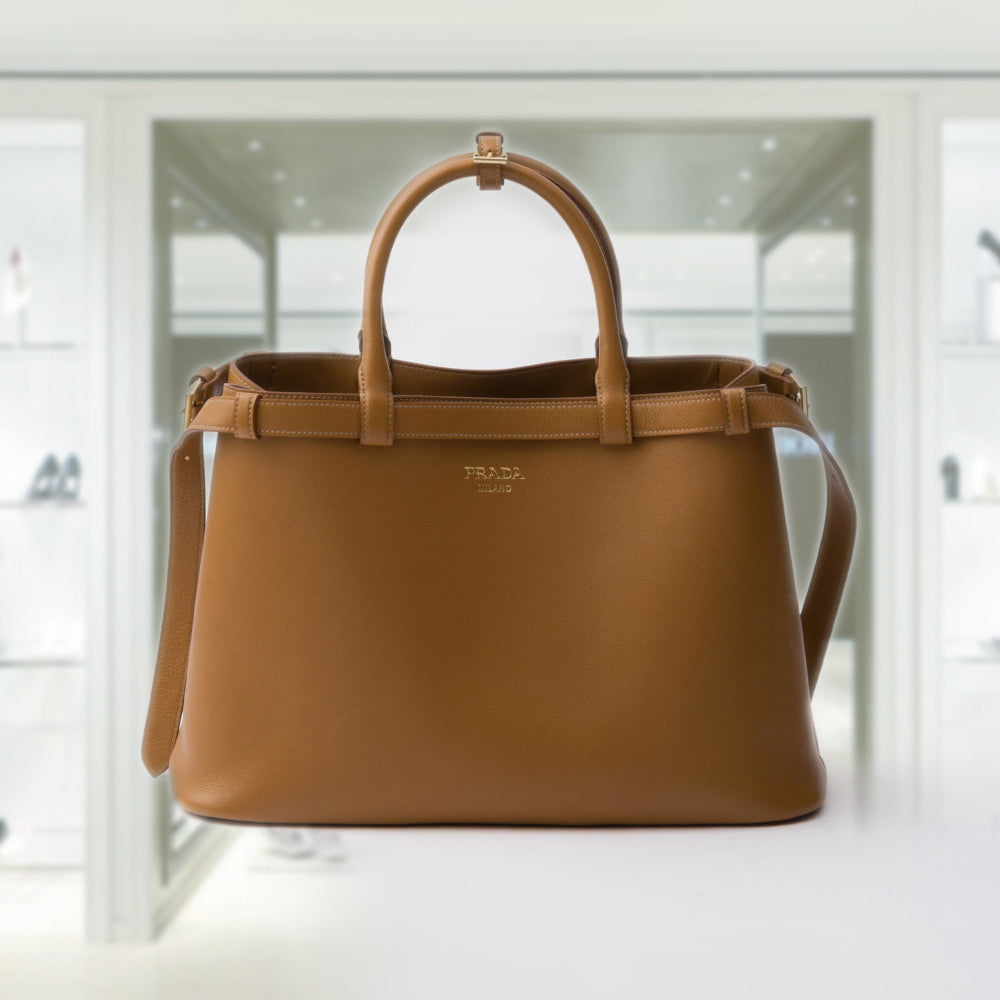 PRD Buckle medium leather handbag with double belt