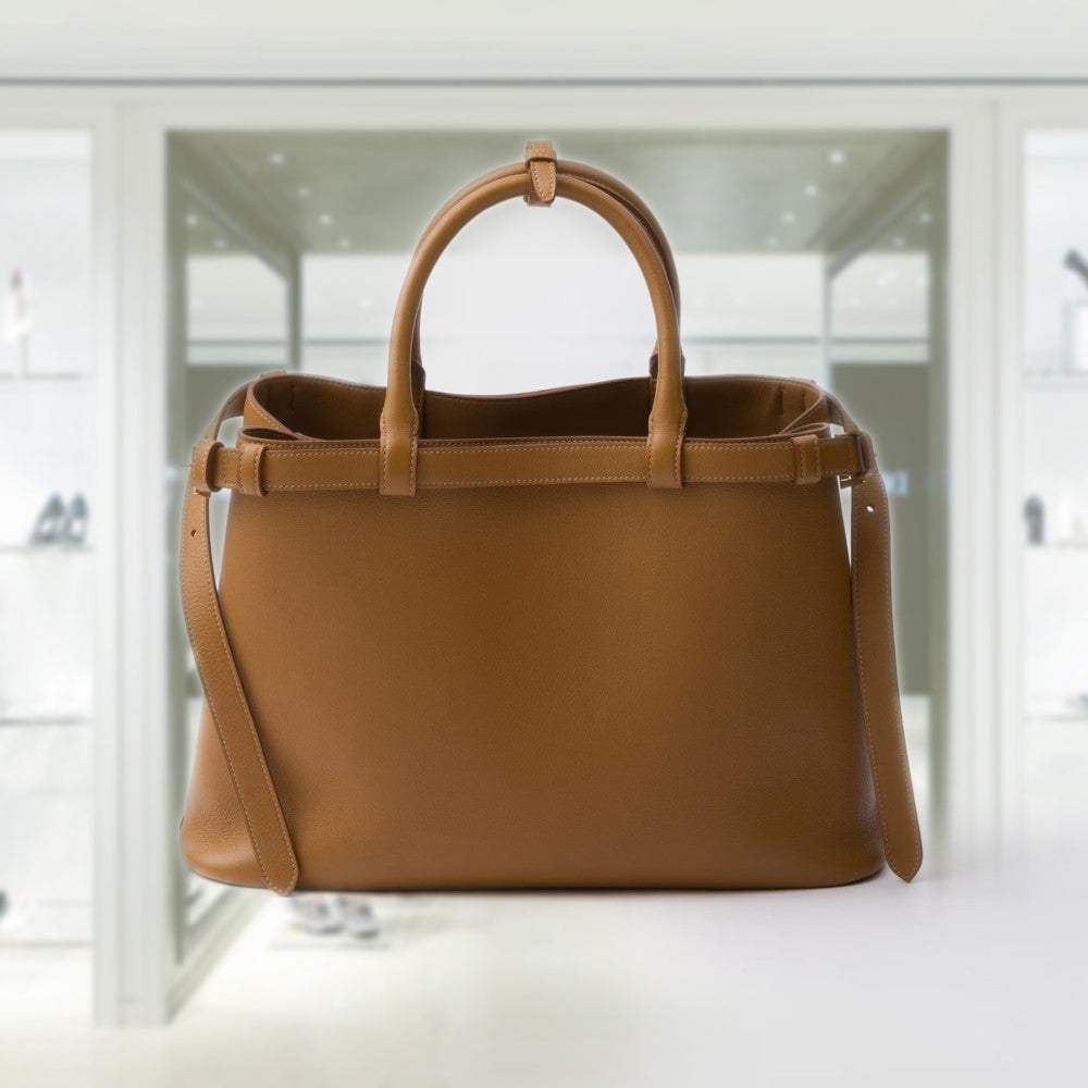 PRD Buckle medium leather handbag with double belt