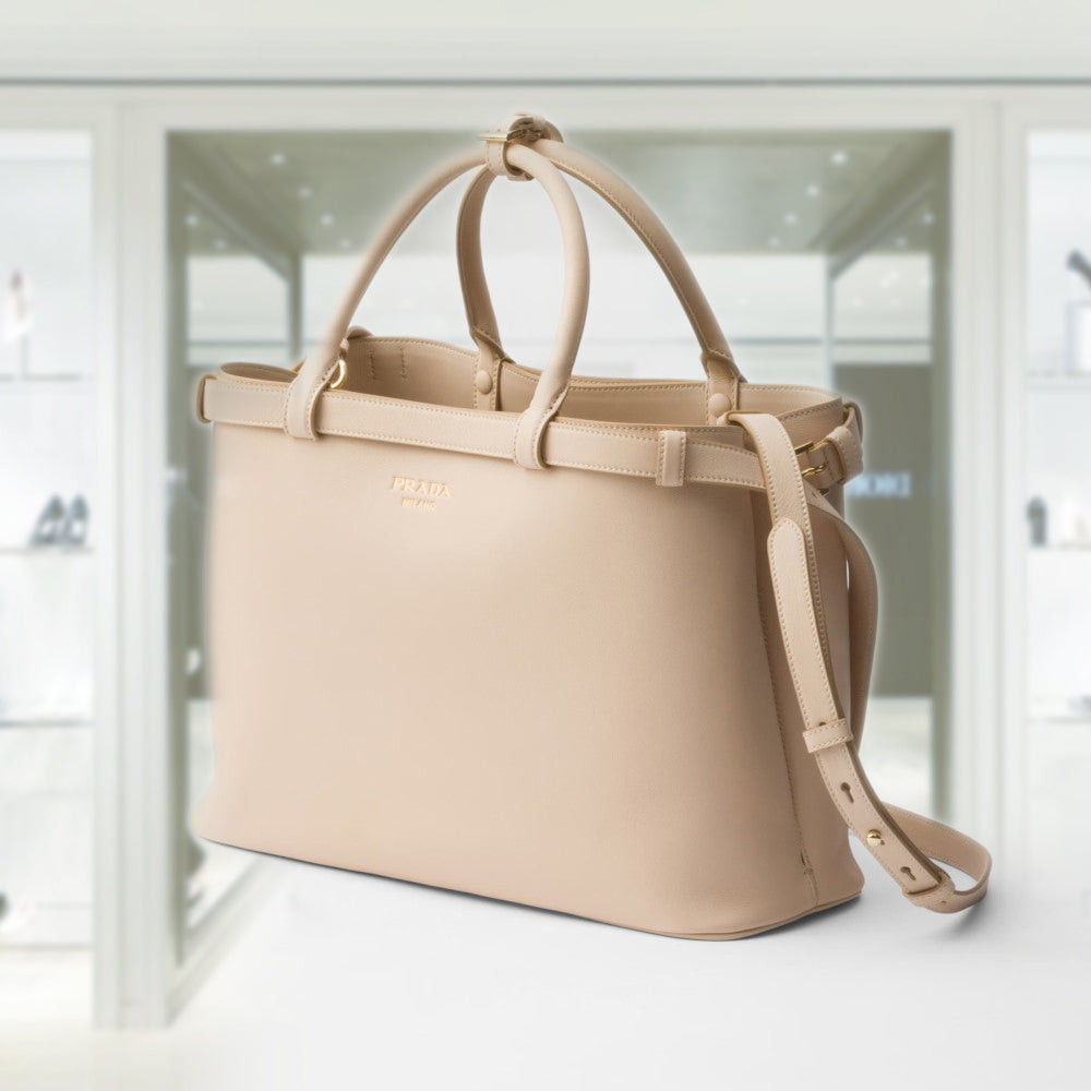 PRD Buckle medium leather handbag with double belt