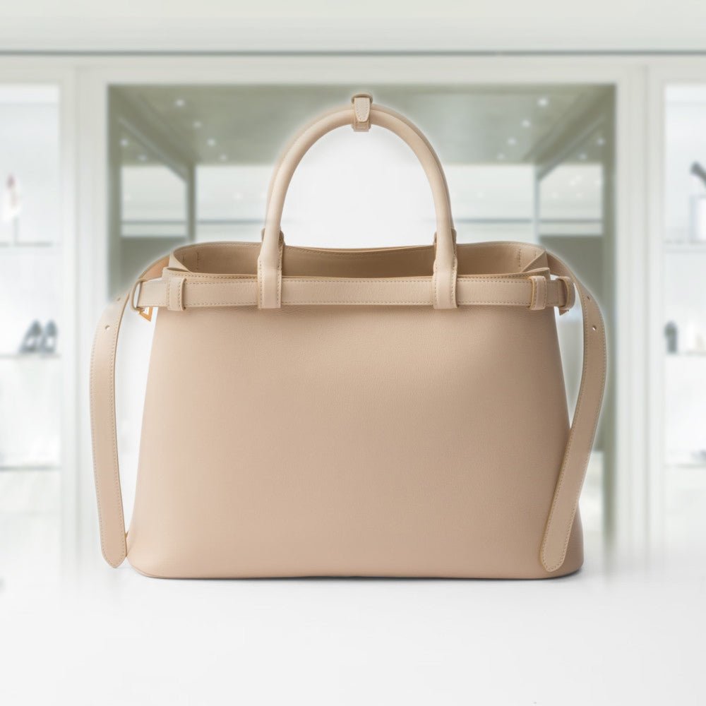 PRD Buckle medium leather handbag with double belt