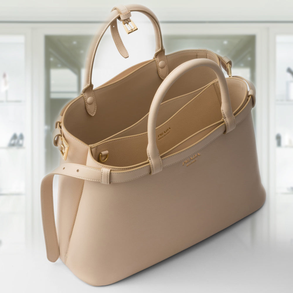 PRD Buckle medium leather handbag with double belt