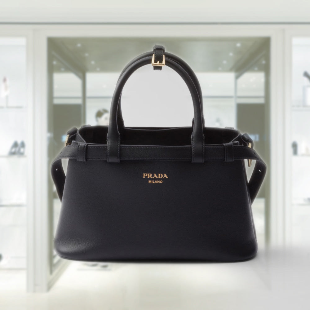 PRD Buckle small leather handbag with double belt