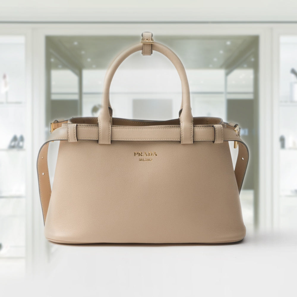 PRD Buckle small leather handbag with double belt