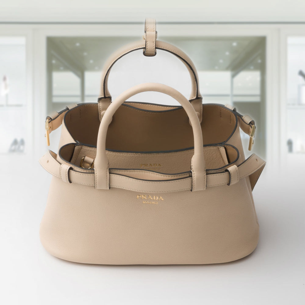 PRD Buckle small leather handbag with double belt