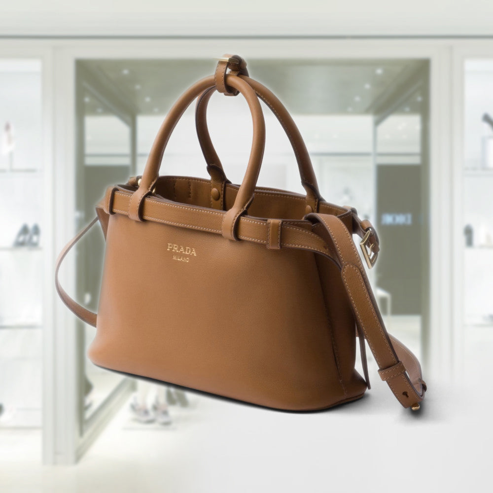 PRD Buckle small leather handbag with double belt