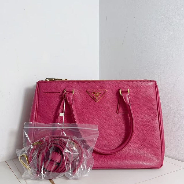 PRD Galleria Hot Pink Textured Calfskin Handbag Crossbody