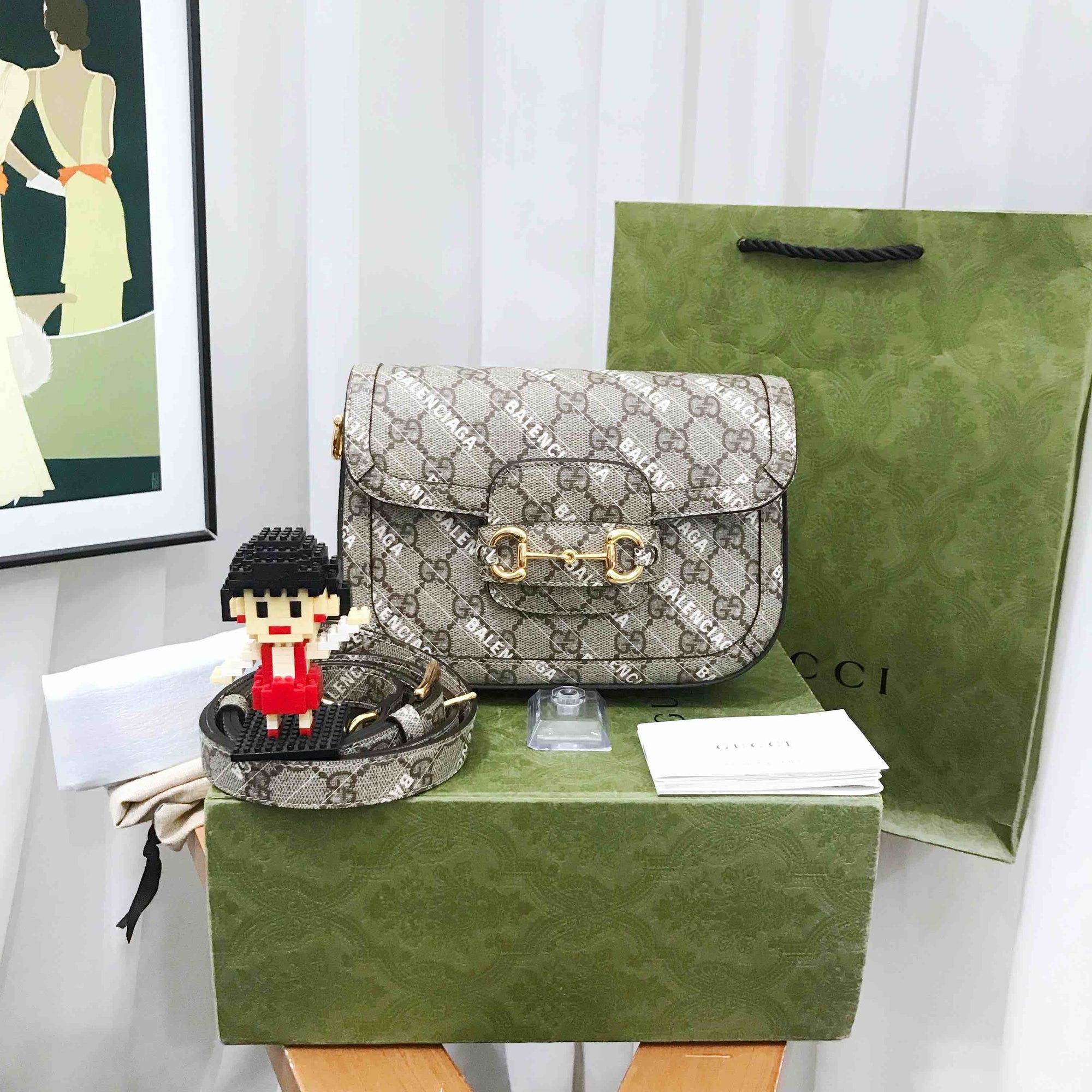 GCCI  Beige Mini Saddle Bag