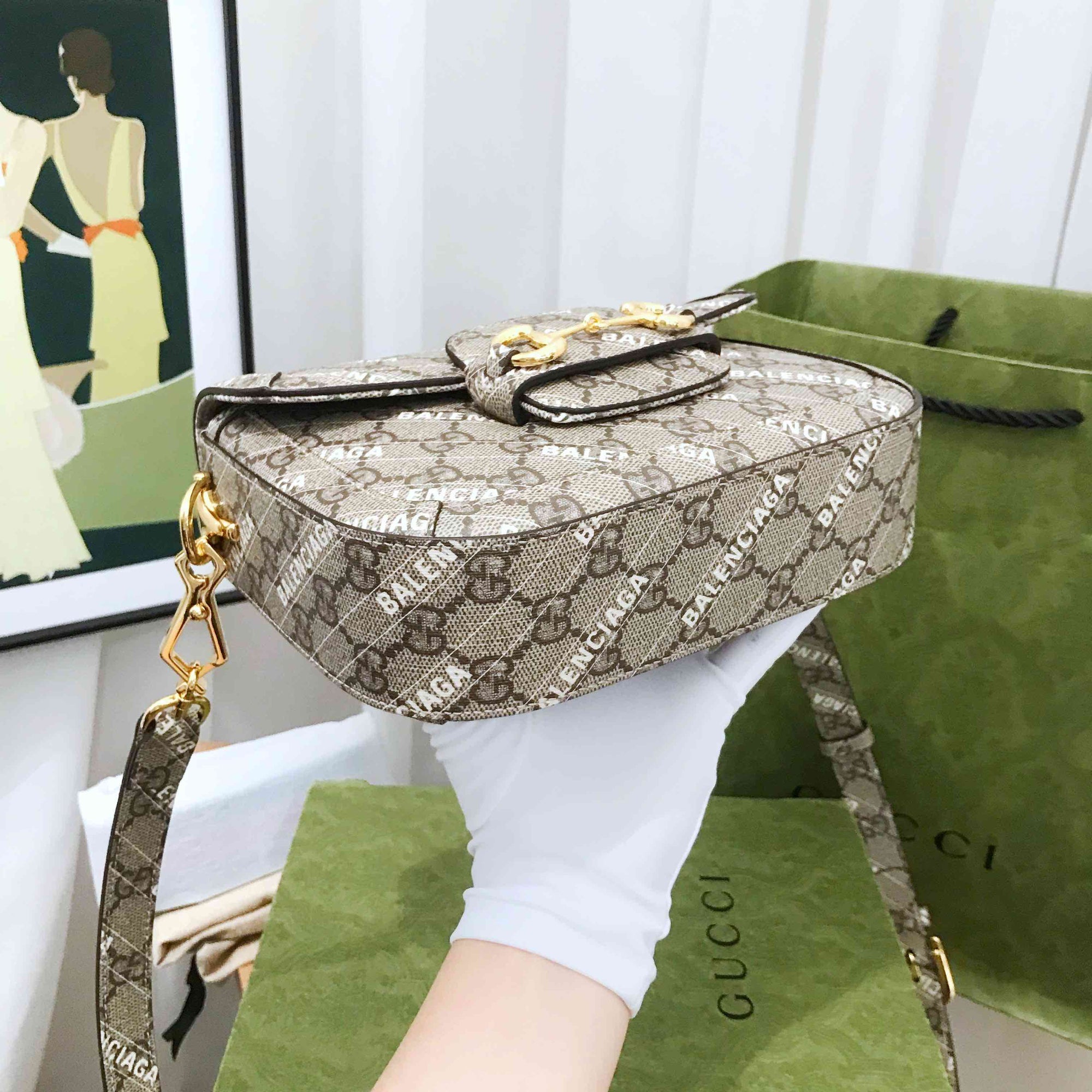 GCCI  Beige Mini Saddle Bag