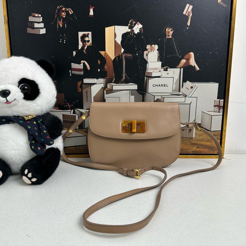 PRD Camel Leather Crossbody Bag -