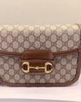 GCCI  Horsebit Beige/Brown Canvas Shoulder Bag