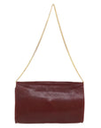 CHRISTIAN D1OR Chain Shoulder Bag Leather Red Auth rd4545