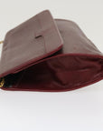 CHRISTIAN D1OR Chain Shoulder Bag Leather Red Auth rd4545