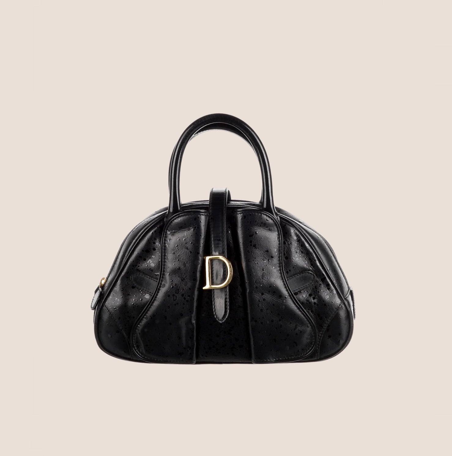 CHRISTIAN D1OR BLACK RAINDROP MINI DOUBLE SADDLE BAG