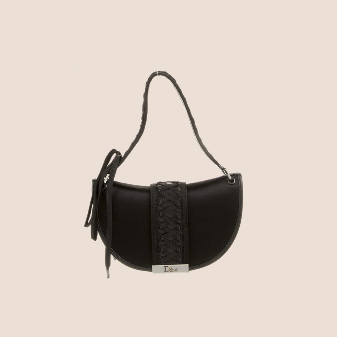 CHRISTIAN D1OR ADMIT IT BLACK SILK CORSET BAG