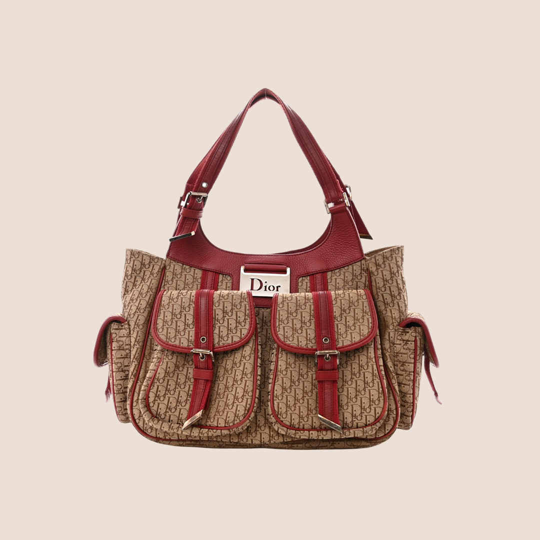 CHRISTIAN D1OR 2005 BURGUNDY MULTIPOCKET D1ORISSIMO SHOULDER BAG
