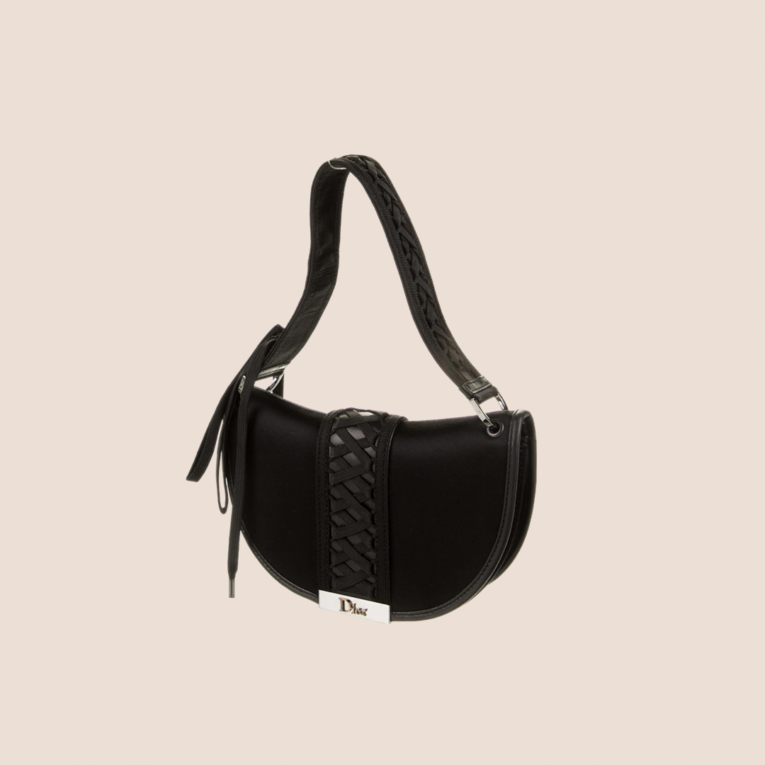CHRISTIAN D1OR ADMIT IT BLACK SILK CORSET BAG