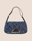 CHRISTIAN D1OR BLUE TEXTURED DENIM MALICE BAG