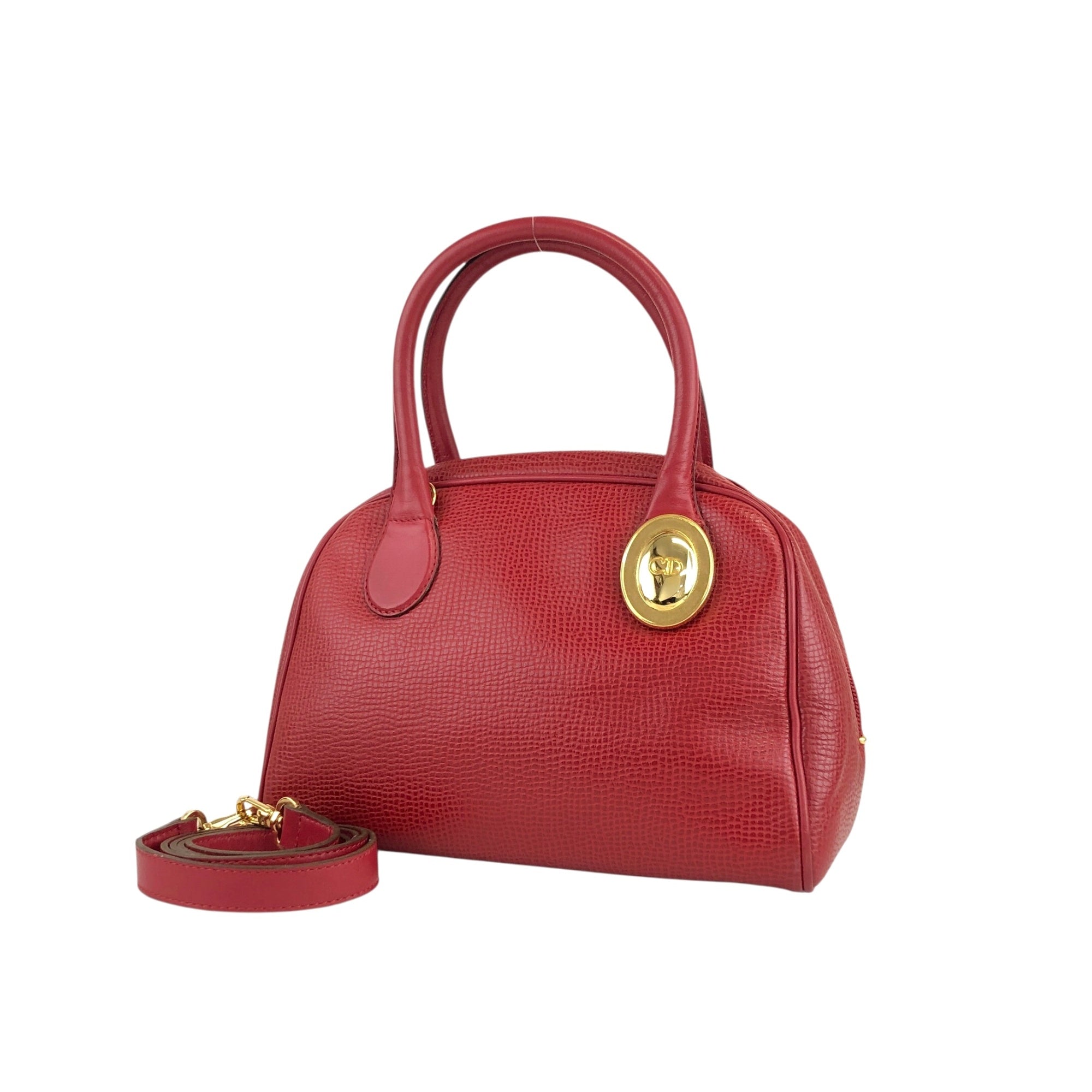 Christian D1OR CD Logo Two-way Handbag Shoulder bag Red Vintage spvfzk