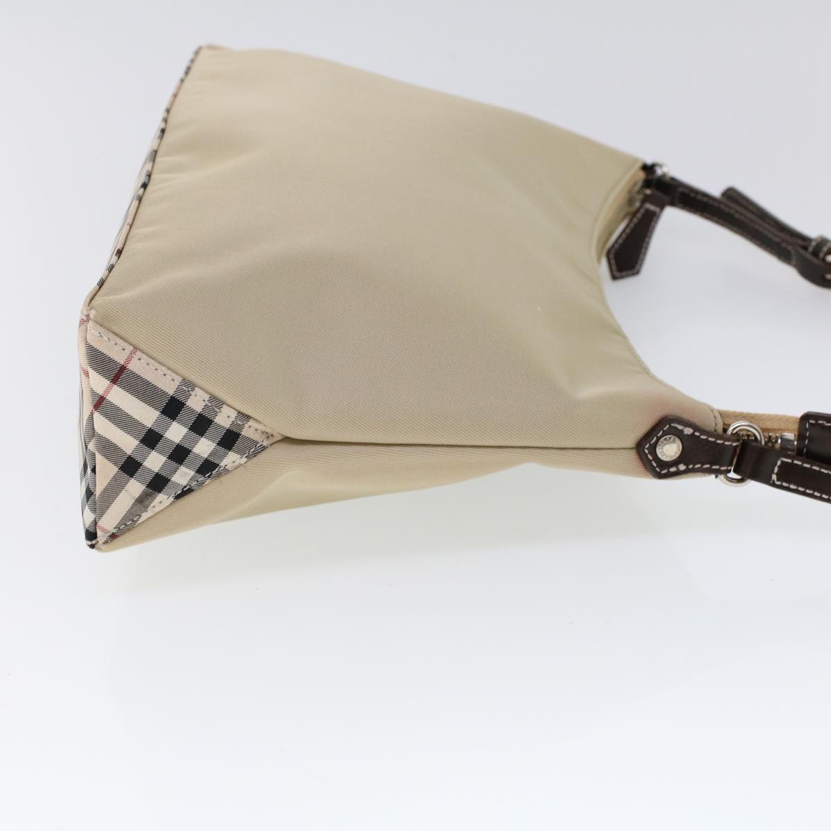 BBERRY Blue Label Shoulder Bag Nylon Beige Auth ti1219