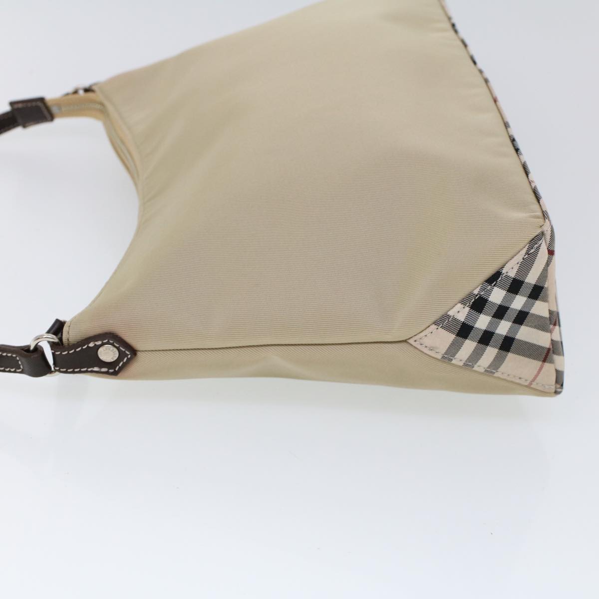 BBERRY Blue Label Shoulder Bag Nylon Beige Auth ti1219