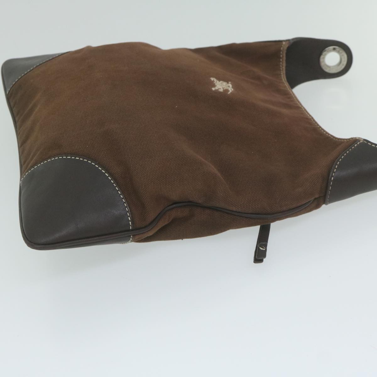 BBERRY Blue Label Shoulder Bag Canvas Brown Auth ti1380