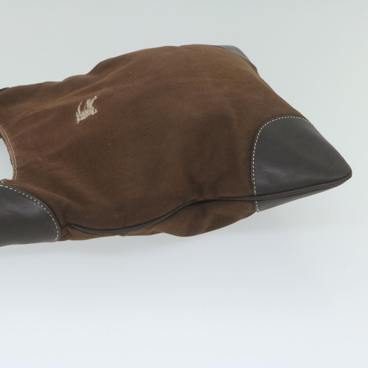 BBERRY Blue Label Shoulder Bag Canvas Brown Auth ti1380