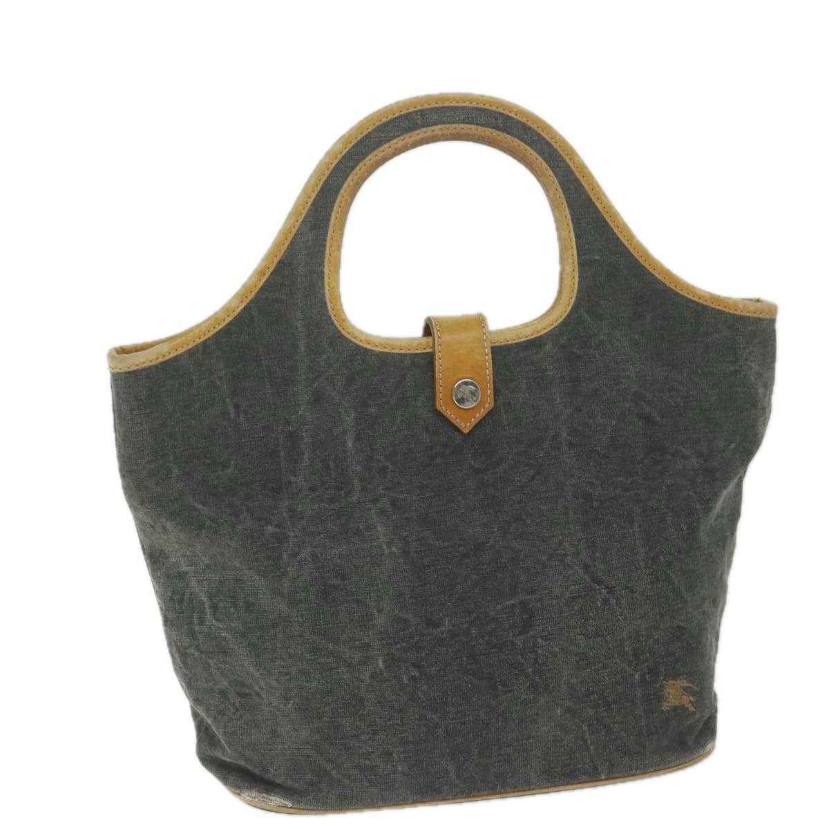 BBERRY Blue Label Hand Bag Canvas Gray Auth ti1388
