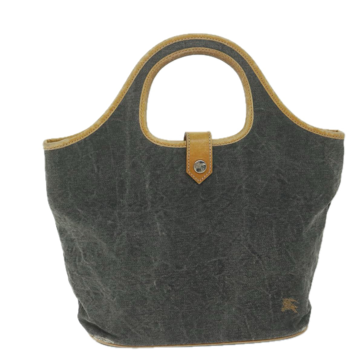 BBERRY Blue Label Hand Bag Canvas Gray Auth ti1388