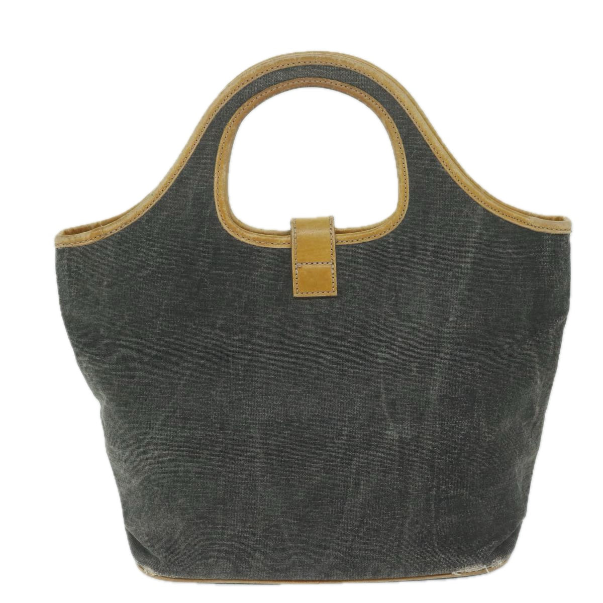 BBERRY Blue Label Hand Bag Canvas Gray Auth ti1388