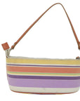 BBERRY Blue Label Shoulder Bag Canvas Multicolor Auth ti1389