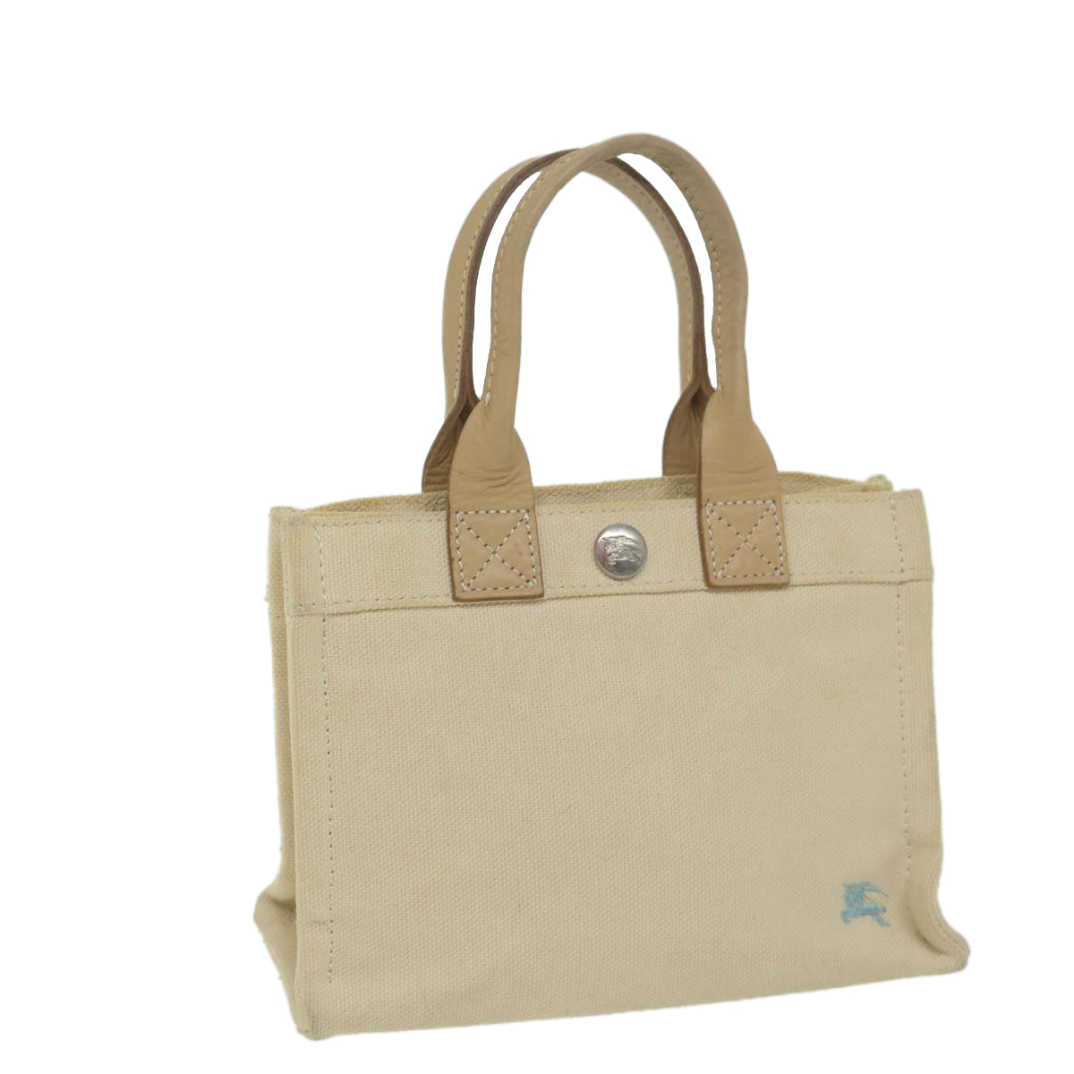 BBERRY Blue Label Hand Bag Canvas Beige Auth ti1470