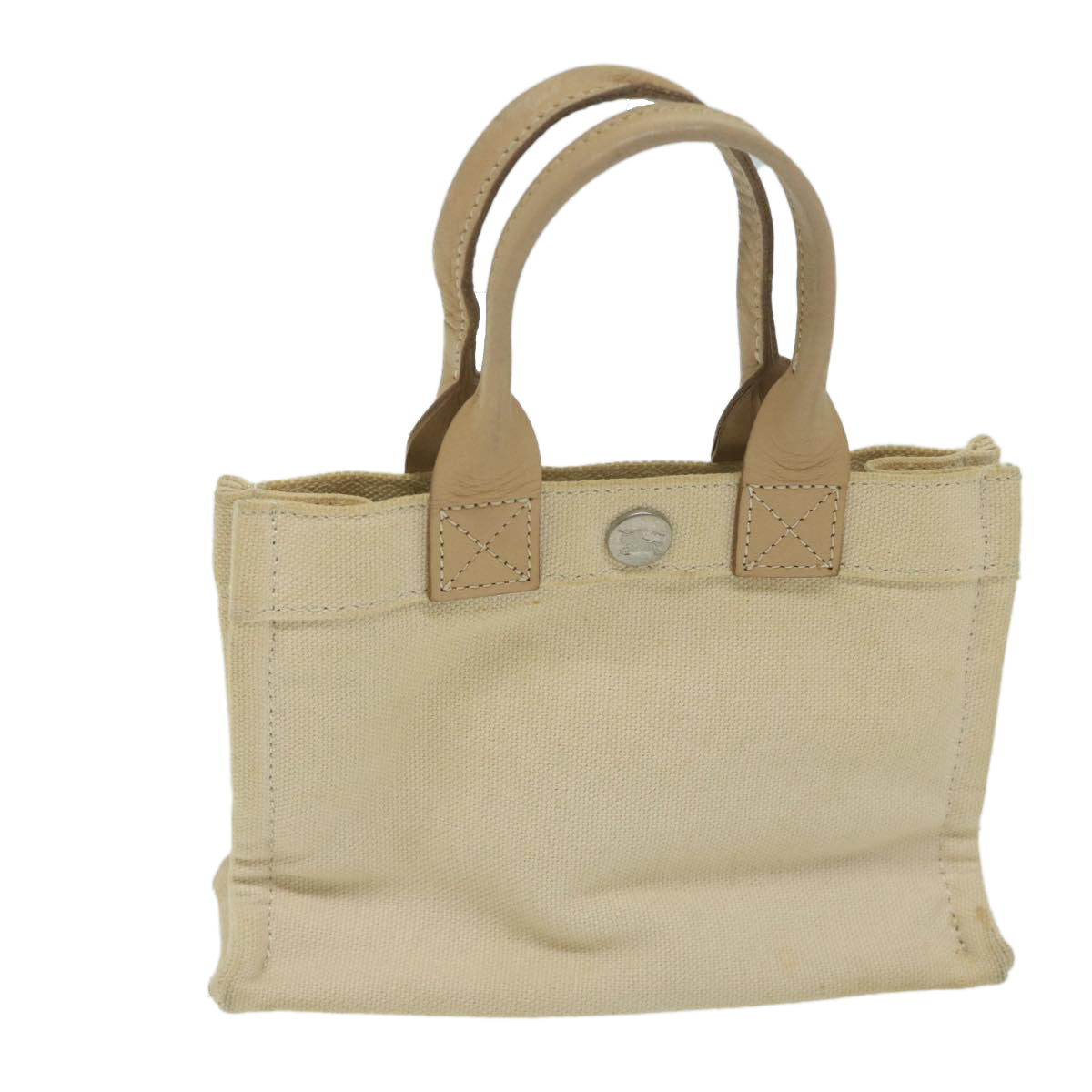 BBERRY Blue Label Hand Bag Canvas Beige Auth ti1470